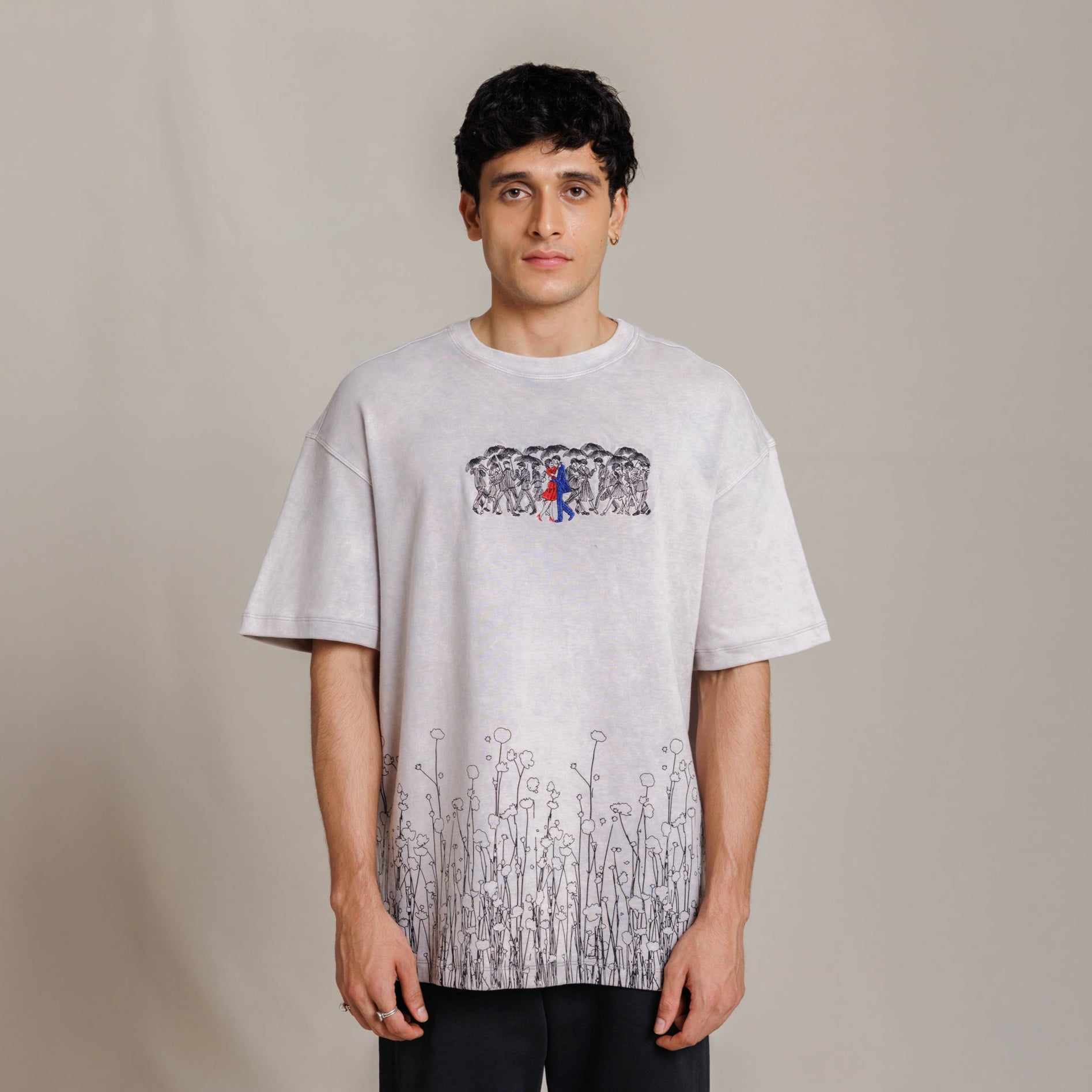 Dewlit Pirouette - Grey Oversized T Shirt